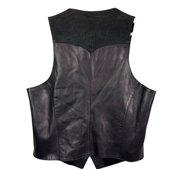 Vintage Leather And Suede Vest Black Cassidy Leather Fashions SZ L Boho Western - Picture 2 of 10